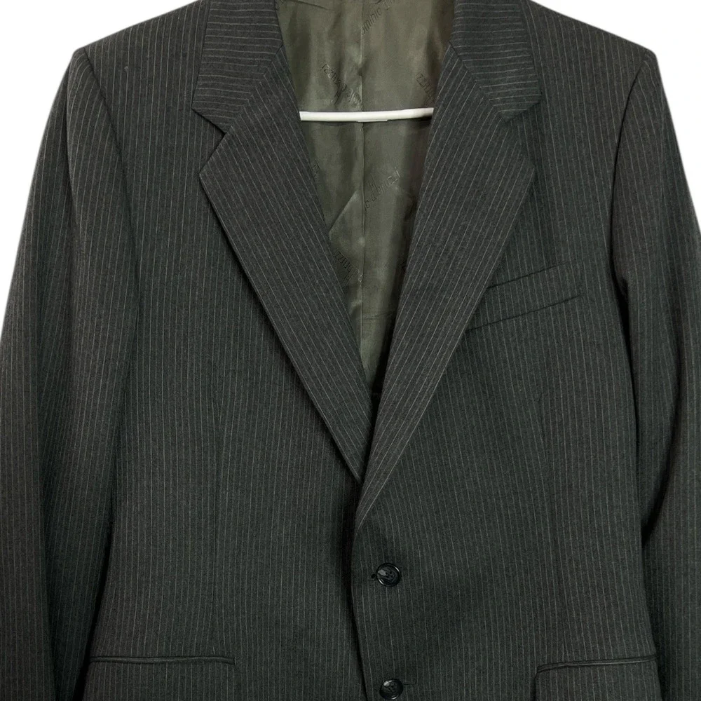Dominic D'Bruzzi Grodins Mens Dark Gray Pinstripe Blazer‎ Sport Coat Jacket 40R